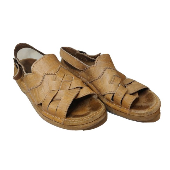 Josef Seibel Men\'s Sandals Tan Weave Size 12 Buckle Vibram Sole Open Toe. main image 5